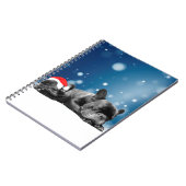 クリスマスフランスのブルドッグパピーススノーサンタハット ノートブック (左側)