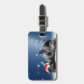 クリスマスフランスのブルドッグパピーススノーサンタハット ラゲッジタグ (正面縦)