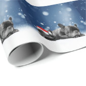 クリスマスフランスのブルドッグパピーススノーサンタハット ラッピングペーパー (ロールコーナー)