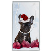 クリスマスフランスのブルドッグ抱き枕 スモールペーパーバッグ (正面)