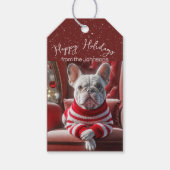 クリスマスフランスのブルドッグ ギフトタグ (正面)
