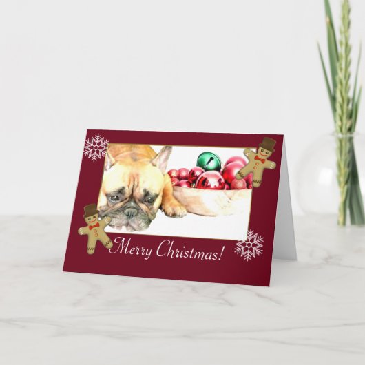 クリスマスフランスのブルドッグ シーズンカード (正面)