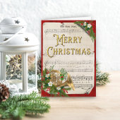 クリスマスフランスのホーンヴィンテージシートミュージックホリデー シーズンカード