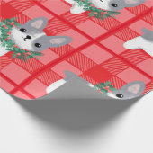 クリスマスフランチギフトラップブルフランスのドッグ紙 ラッピングペーパー (角)