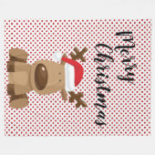 クリスマスフリーススロートナカイ水玉模様水玉模様 フリースブランケット (正面(横))