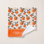 クリスマスフルーツと花のパターン バスタオルセット (ウォッシュタオル)