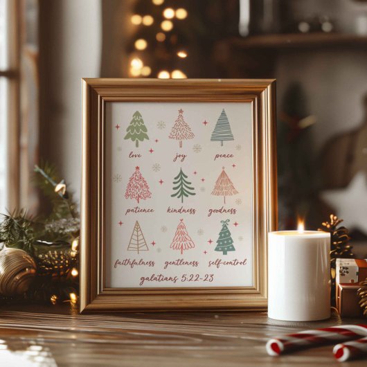クリスマスフルーツ聖霊ガラテヤの聖句 ポスター