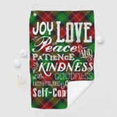 クリスマスフルーツ・オブ・ザ・スピリットタイポグラフィタータンチェック ゴルフタオル (インサイチュ)