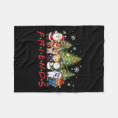 クリスマスフレンズサンタルドルフ雪だるまファミリークマ フリースブランケット (正面(横))