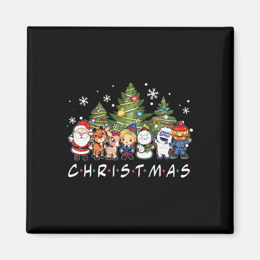 クリスマスフレンズサンタルドルフ雪だるまファミリークマ マグネット (正面)