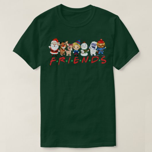 クリスマスフレンズサンタルドルフ雪だるまファミリークマ Tシャツ (デザイン正面)