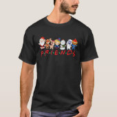 クリスマスフレンズサンタルドルフ雪だるまファミリーXma Tシャツ (正面)