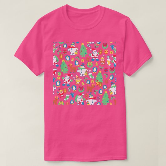 クリスマスフレンズ模様 Tシャツ (デザイン正面)
