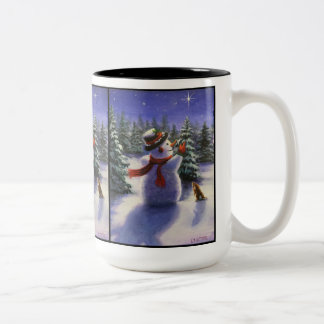 クリスマスフレンズ雪だるまとバニー冬のマグ ツートーンマグカップ