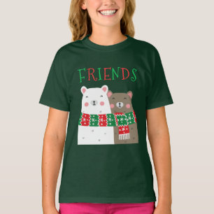 クリスマスフレンドたちかわいい動物との友情の子どもたち Tシャツ