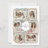 クリスマスフレームと植物コラージュ シーズンカード (正面)