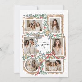 クリスマスフレームと植物コラージュ シーズンカード