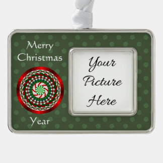 クリスマスフレームのカラーオーナメント シルバープレートフレームオーナメント