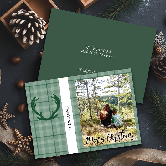 クリスマスフレームのフォトフォレストグリーン シーズンカード
