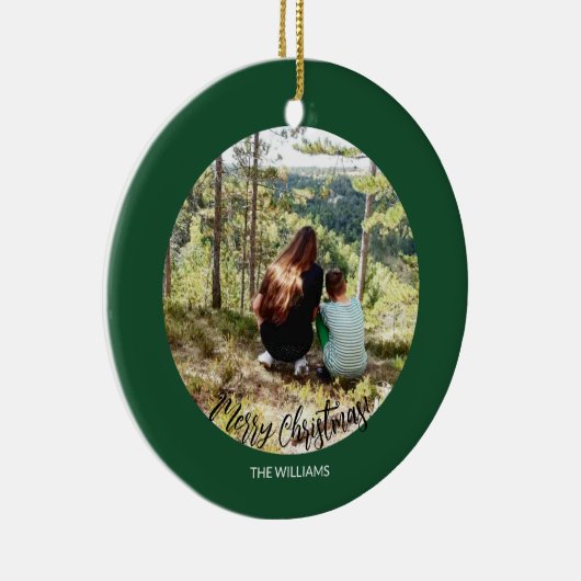 クリスマスフレームのフォトフォレストグリーン セラミックオーナメント (右)