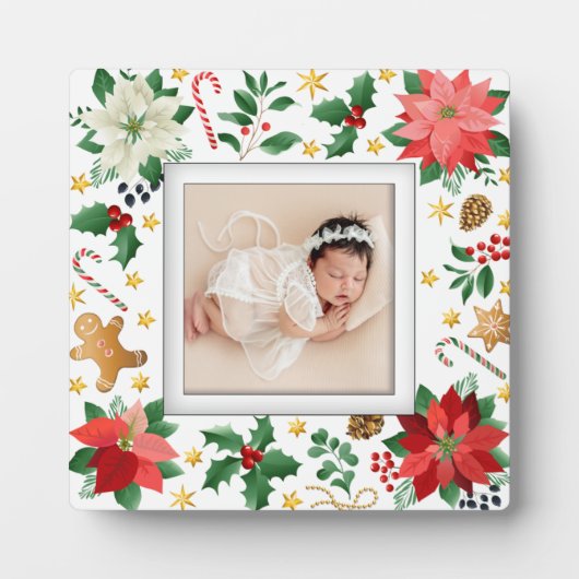 クリスマスフレームレスファミリーフォトイーゼルバック フォトプラーク (正面)