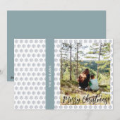 クリスマスフレーム付きファミリーフォトホワイトブルー シーズンカード (正面/裏面)