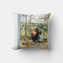 クリスマスフレーム写真スノーフレーク白ブルー クッション