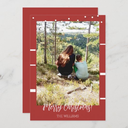クリスマスフレーム写真バーガンディーレッド シーズンカード (正面/裏面)