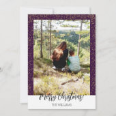 クリスマスフレーム写真パープルグリッター シーズンカード (正面)