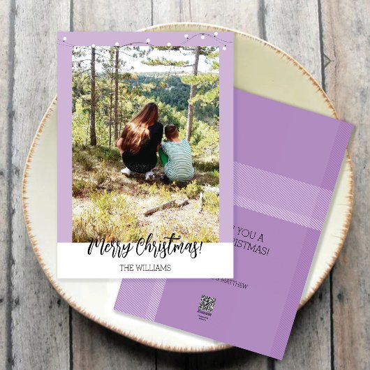クリスマスフレーム写真薄紫紫 シーズンカード