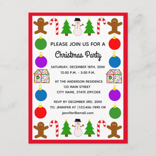 クリスマスフレーム#1招待状はがき インビテーションポストカード (正面)