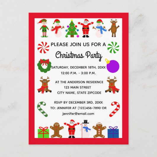 クリスマスフレーム#3招待状はがき インビテーションポストカード (正面)