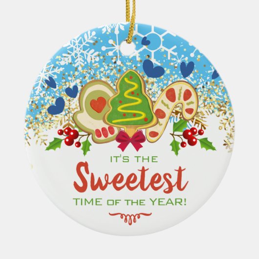 クリスマスフロストクッキーベーキングベーカリー冬 セラミックオーナメント (正面)