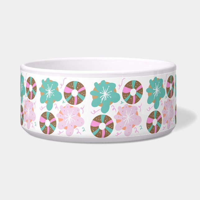 クリスマスフロストドナッツピンクのドードル ボウル (左)