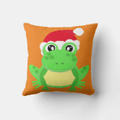クリスマスフロッグサンタハットノベルティおもしろいオレンジ クッション (裏面)