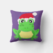 クリスマスフロッグサンタハットノベルティおもしろいパープル クッション (裏面)