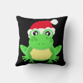 クリスマスフロッグサンタハットノベルティおもしろいブラック クッション (裏面)