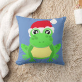 クリスマスフロッグサンタハットノベルティおもしろいブルー クッション (ブランケット)