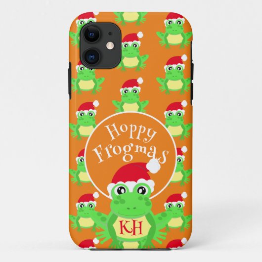 クリスマスフロッグサンタハットパターンノベルティオレンジ Case-Mate iPhoneケース (裏面)