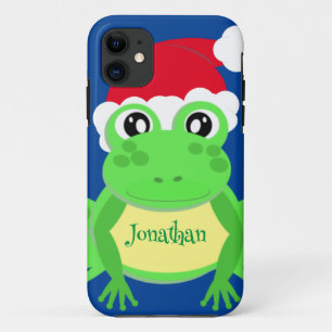 クリスマスフロッグサンタハットブルーノベルティ iPhone 11 ケース