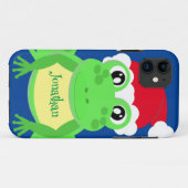 クリスマスフロッグサンタハットブルーノベルティ Case-Mate iPhoneケース (裏面(横))