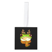 クリスマスフロッグトートサンタ節トナカイクリスマス キューブオーナメント (正面)