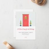 クリスマスフロントドアの休日の引越し告知 ノートカード (正面/裏面インサイチュ)