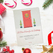 クリスマスフロントドアの休日の引越し告知 ノートカード