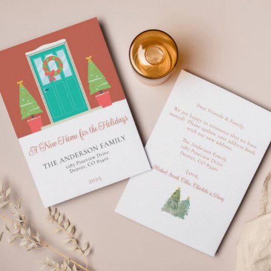 クリスマスフロントドアの休日の引越し告知 招待状