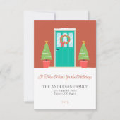 クリスマスフロントドアの休日の引越し告知 招待状 (正面)