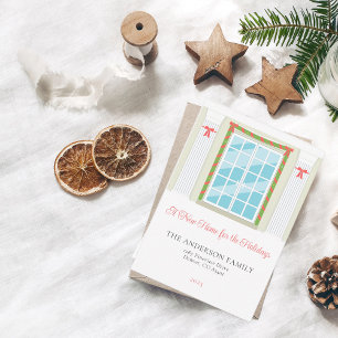 クリスマスフロントドア新しいホームフォーザホリデーカード 招待状