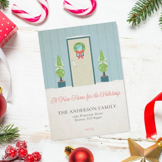 クリスマスフロントドア新しいホームムービングアナウンス 招待状