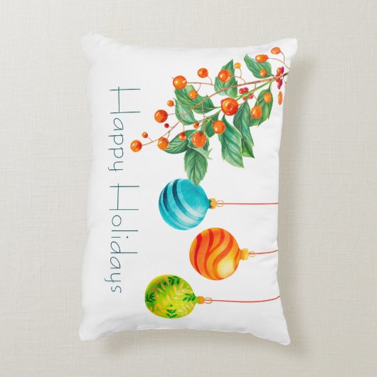 クリスマスフローラとオーナメント アクセントクッション (裏面(縦))