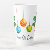 クリスマスフローラとオーナメント カフェラテマグ (正面)